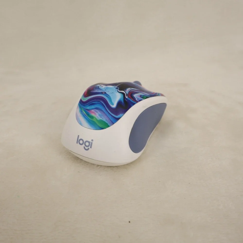 Logitech M317c Wireless Optical Mouse Blue Pink Marble Abstract Print 810-007429